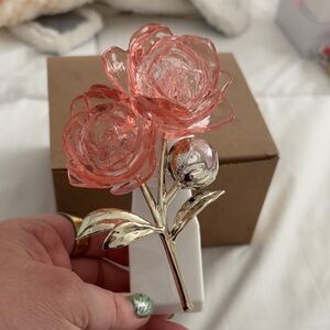 Bath and body air freshener Elegant Pink Glass Rose Ornament